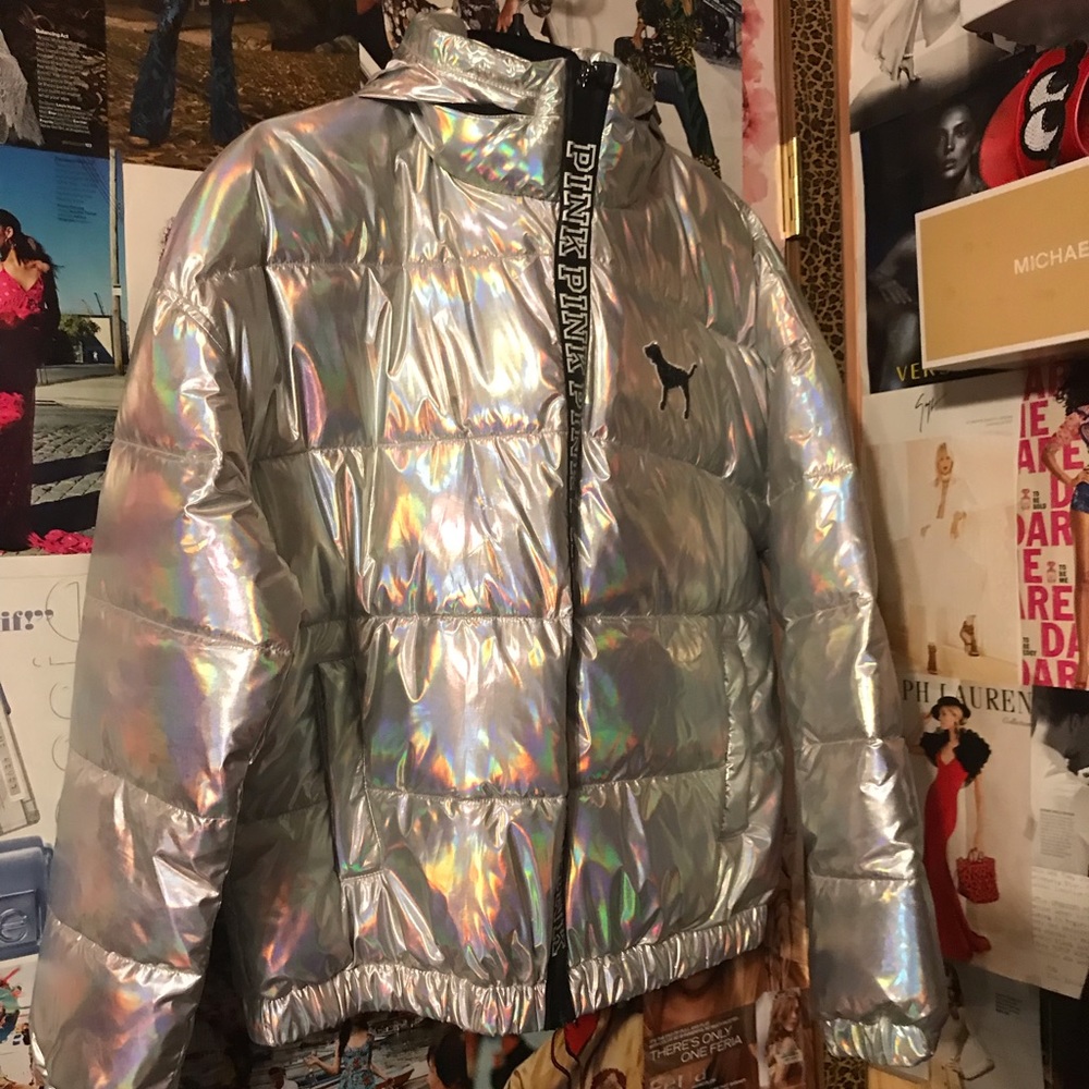 NWT IRIDESCENT BLING Victoria Secret Pink Puffer